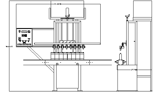 Fully Automatic Time Gravity Liquid Filler by Packaging Dynamics, Ltd. - Manufacturer of Automatic & Semi-Automatic Liquid fillers, Conveyors, Unscramblers, Accumulators, and Custom Designed Packaging machinery & nozzles for liquids.