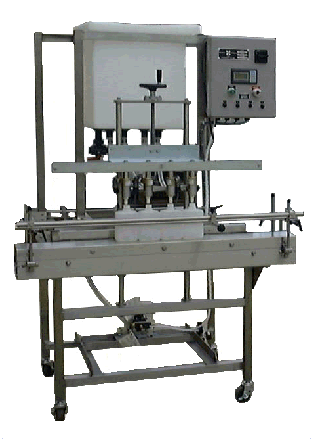 Portable Cart Liquid Filler - Time Gravity by Packaging Dynamics, Ltd. - Manufacturer of Automatic & Semi-Automatic Liquid fillers, Conveyors, Unscramblers, Accumulators, and Custom Designed Packaging machinery & nozzles for liquids.
