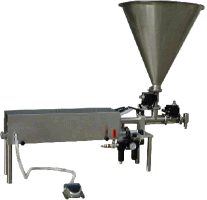 Portable Single Head Piston Liquid Filler by Packaging Dynamics, Ltd. - Manufacturer of Automatic & Semi-Automatic Liquid fillers, Conveyors, Unscramblers, Accumulators, and Custom Designed Packaging machinery & nozzles for liquids.