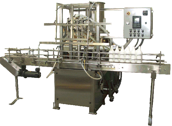 Rotary Gear Lobe Pump Liquid Filler by Packaging Dynamics, Ltd. - Manufacturer of Automatic & Semi-Automatic Liquid fillers, Conveyors, Unscramblers, Accumulators, and Custom Designed Packaging machinery & nozzles for liquids.